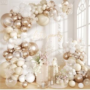 Elegant White Sand Metallic Champagne Balloon Arch Weddings Baby Showers New!